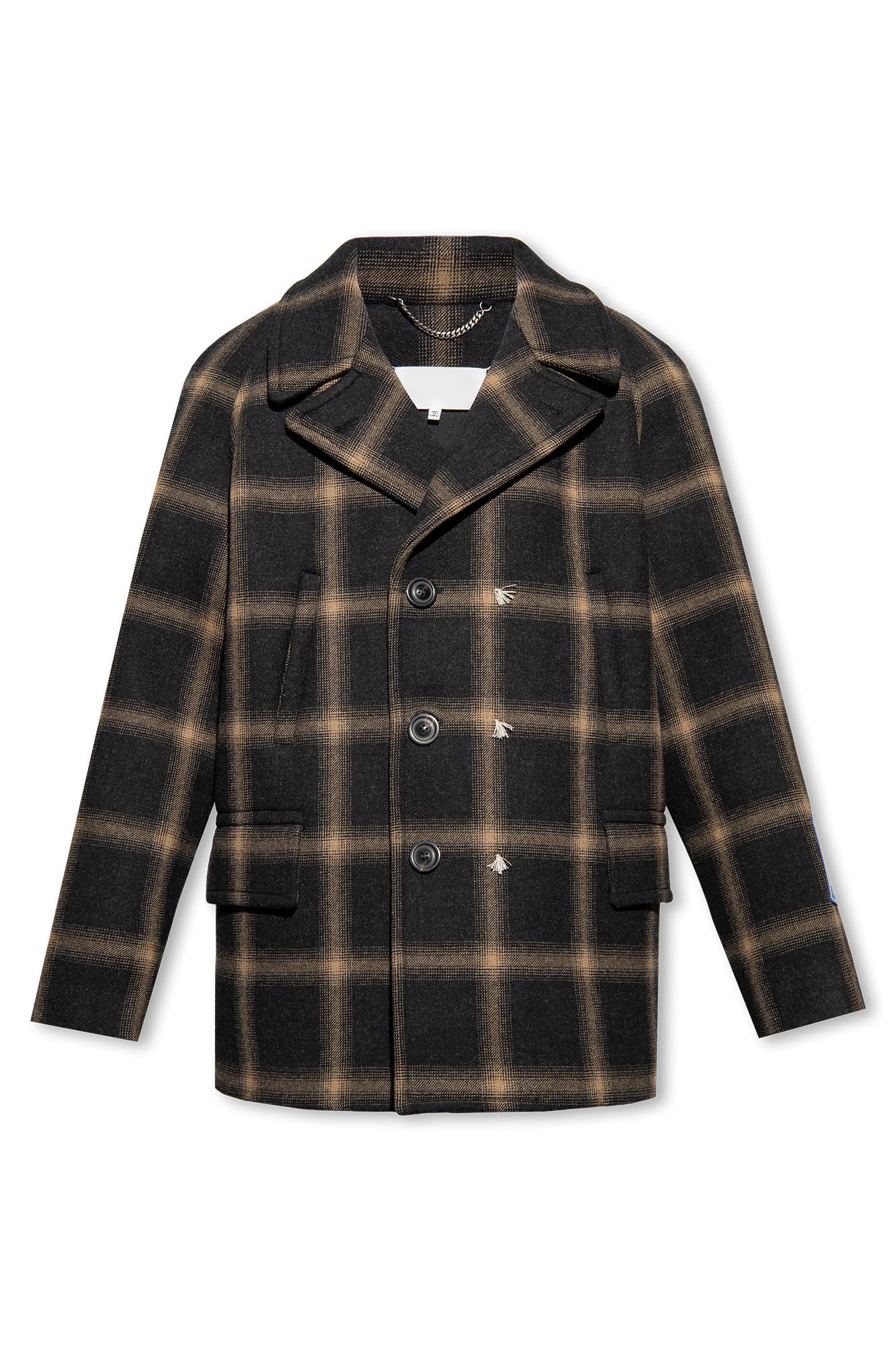 Black plaid wool coat online